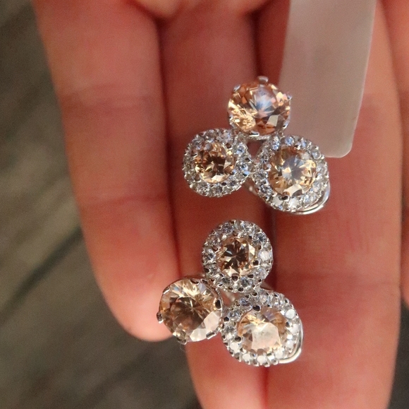 Sterling silver cluster earrings - Picture 2 of 2